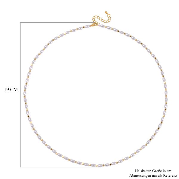 Weiße Muschelkernperle Halskette ca. 50cm + 5cm Extender, Std Gelb image number 6