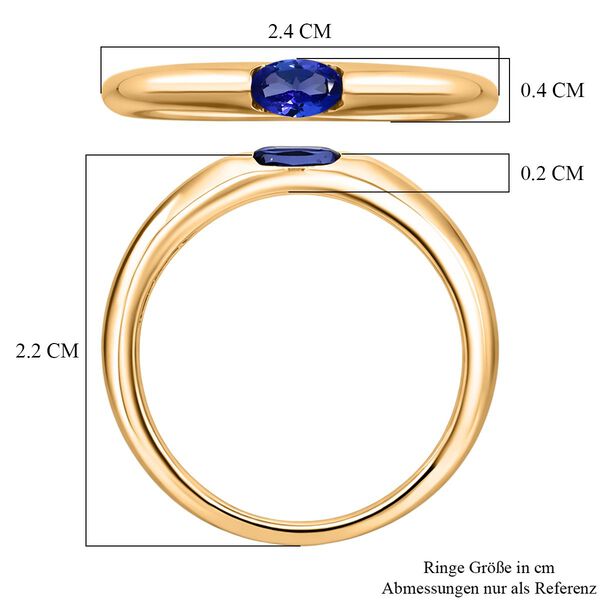 D'Joy AA Tansanit Ring 925 Silber 750 Gelb Vergoldet (Gr&ouml;&szlig;e 18.00) ca. 0,23 ct image number 6