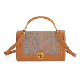 "Brand:La Marey Signature Brocade with Genuine Leather crossbody bag  Color:brown Size:23*10*13.5cm Meterial: Wall-Silk/Genuine Leather; Lining-Polyester Exterior:lock-1 Interior: zipped-1,slid-1"