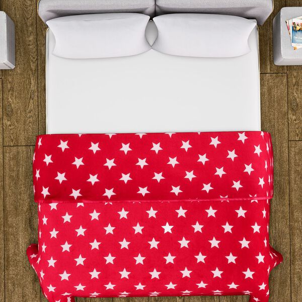 Bedruckte Flanell-Decke, gestrickt, rot image number 4