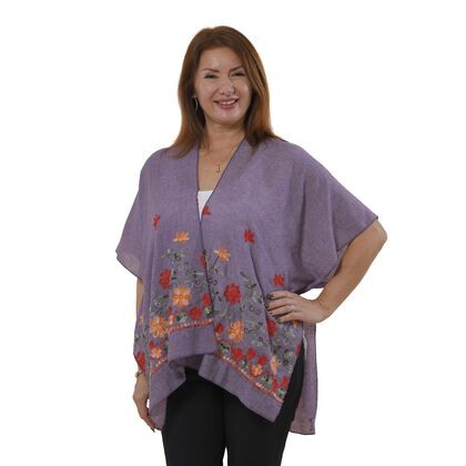 TAMSY - bedruckter Kimono, One Size, lila floral