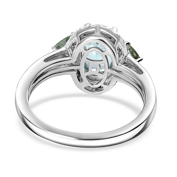 D’joy Betroka Blauer Apatit, Natürlicher grüner Apatit Ring 925 Silber rhodiniert (Größe 17.00) ca. 2,46 ct image number 5