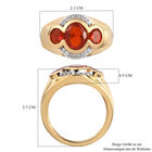 Mexikanischer Kirschfeuer-Opal und Zirkon-Ring, 925 Silber Gelbgold Vermeil  ca. 1,60 ct image number 6