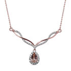 Morganit und weiße Zirkon-Halskette, ca. 45 cm, 925 Silber Roségold Vermeil ca. 2.03 ct