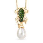 Süßwasser Perle, Natürlicher Chromdiopsid Schmuckset 925 Silber 750 Gelbgold Vermeil