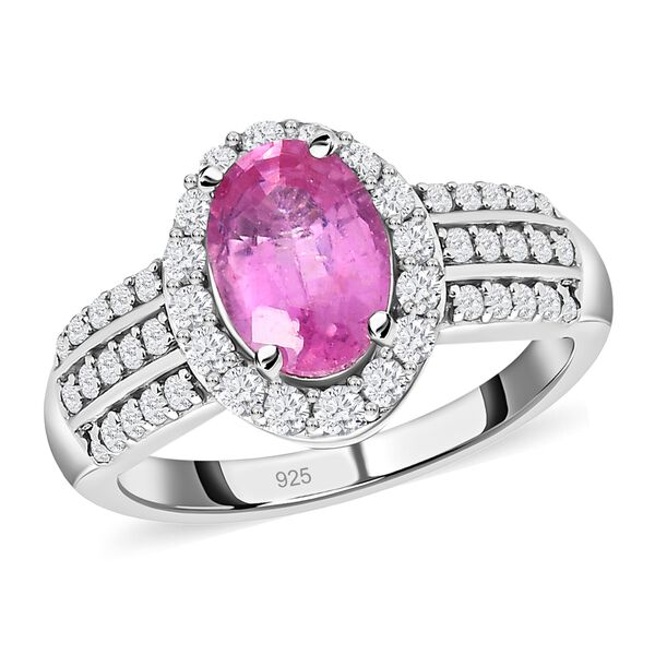 Premium Ilakaka Rosa Saphir und Zirkon-Ring, 925 Silber platiniert, 2,30 ct. image number 4