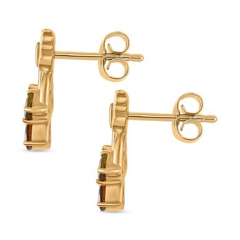 D joy Mehrfarbige-Turmalin Ohrringe 925 Silber 750 Gelb Vergoldet ca. 0.80 ct