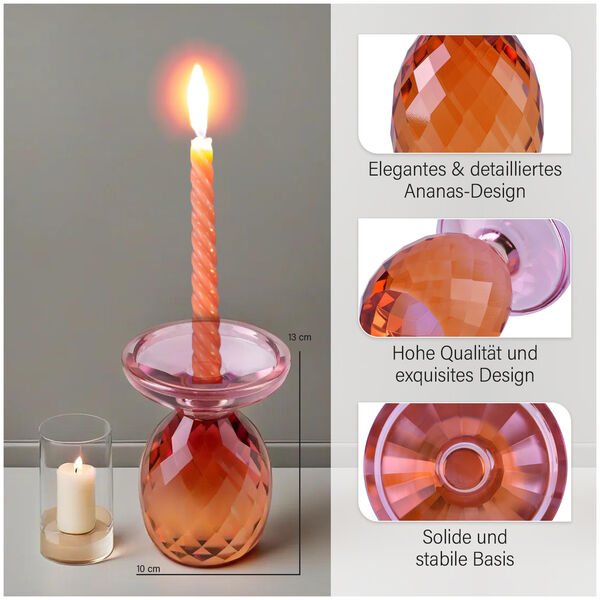 Ananas-Kerzenhalter aus Glas, Lila image number 6