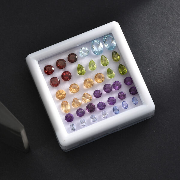 Mehrfarbige Edelstein-Sammlung, facettiert, verschiedene Schliffe und Formen image number 1