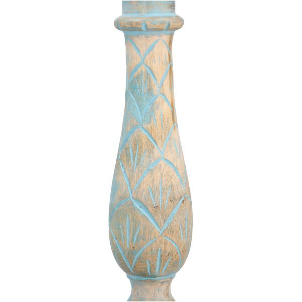 Set aus 2 antiken geschnitzten Holzkerzenhaltern mit rundem Ständer, 38cm, Hellblau image number 6
