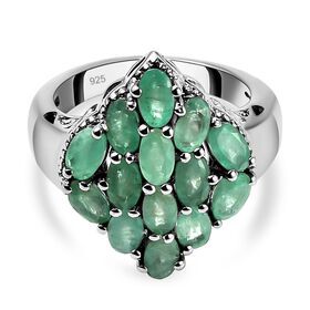 Kagem sambischer Smaragd-Ring, 925 Silber platiniert  ca. 3,29 ct