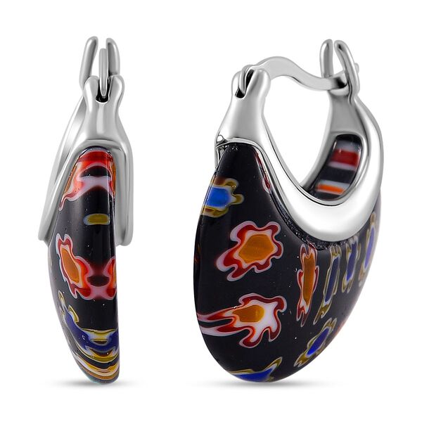 Schwarze Huggie-Ohrringe im Murano-Stil