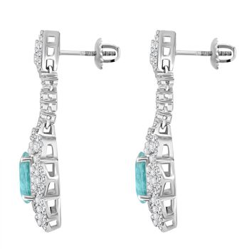 CHAIRMAN VAULT COLLECTION - AAAA Paraiba Turmalin, Wei&szlig;er Diamant Ohrringe,zertifiziert und gepr&uuml;ft, 950 Platin ca. 5.51 ct