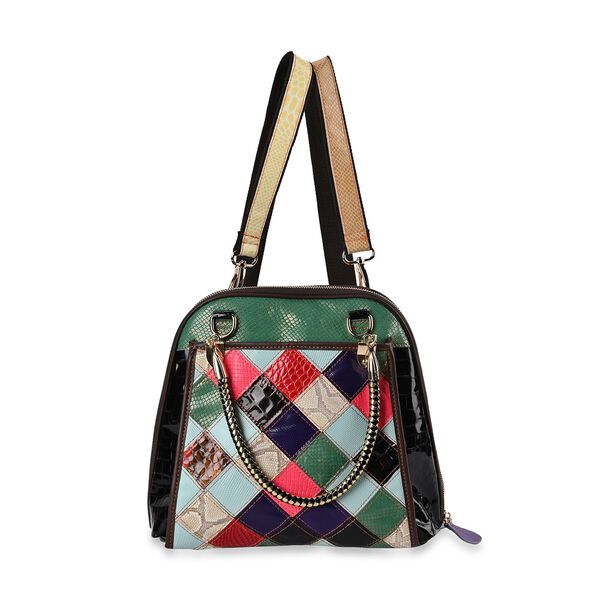 Chaos by Elsie - 100% Echtleder Patchwork Tasche mit RFID schutz, 31x28x12 cm, Patchwork image number 6