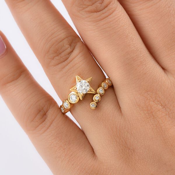 D&rsquo;Joy Moissanit Bypass Ring, 925 Silber vergoldet - 0,79 ct. image number 2