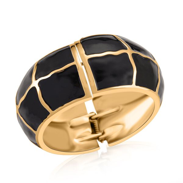 Emaille-Armreif mit Karomuster, ca. 18,5 cm, schwarz emailliert image number 4