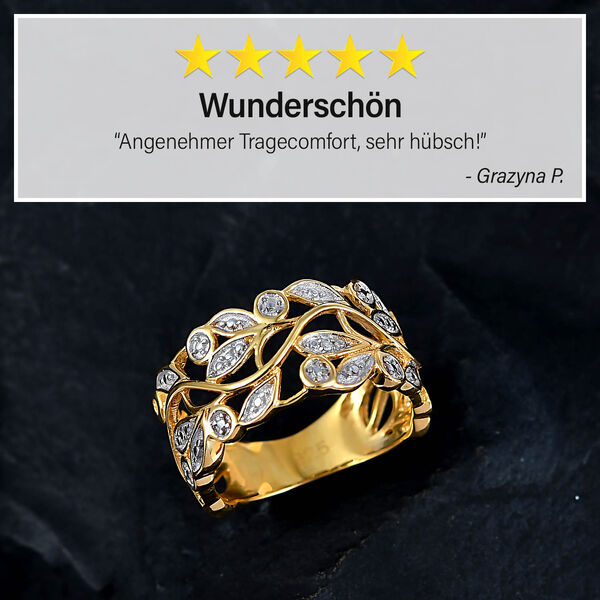 ALLORO vergoldeter Silberring mit Diamantakzenten image number 2