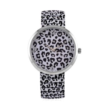 STRADA - Japanisches Uhrwerk, Flexible Uhr, Leopardenfellmuster