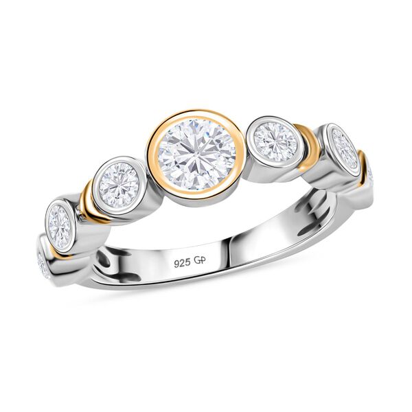 GP Celestial Dream Kollektion - Moissanit Ring 925 Silber Rhodiniert und 750 Gelbgold Vermeil (Größe 19.00) ca. 1.05 ct image number 4