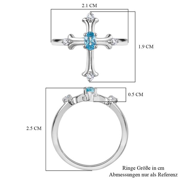 AA Blauer Zirkon, Weißer Zirkon Ring 925 Silber rhodiniert (Größe 17.00) ca. 0,49 ct image number 7