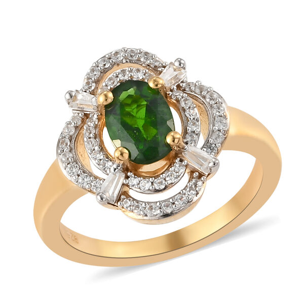 Nat&uuml;rlicher Chromdiopsid und Zirkon-Ring - 1,40 ct. image number 4