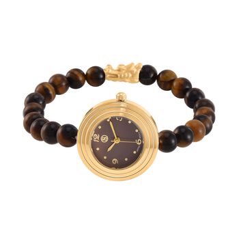 Gelbes Tigerauge Uhren Reiner Edelstahl Bicolor flexibel ca. 50,00 ct.