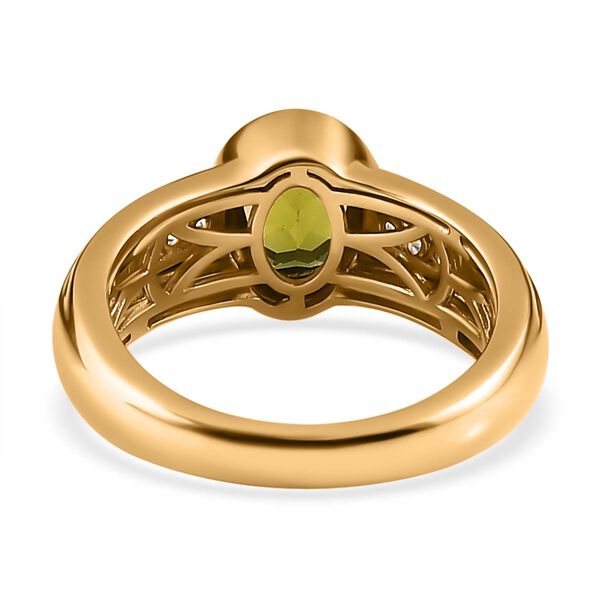 AA Nat&uuml;rlicher, italienischer Vesuvianit, Wei&szlig;er Zirkon Ringe 925 Silber Gelbgold Vermeil (Gr&ouml;&szlig;e 18.00) ca. 1.43 ct image number 6