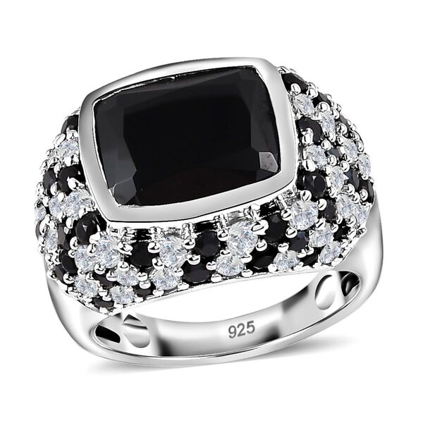 Schwarzer Spinell und Zirkon-Ring - 10,89 ct. image number 4