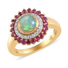 Natürlicher Äthiopischer Opal und Afrikanischer Rubin (Fissure gefüllt) Ring 925 Silber vergoldet image number 3