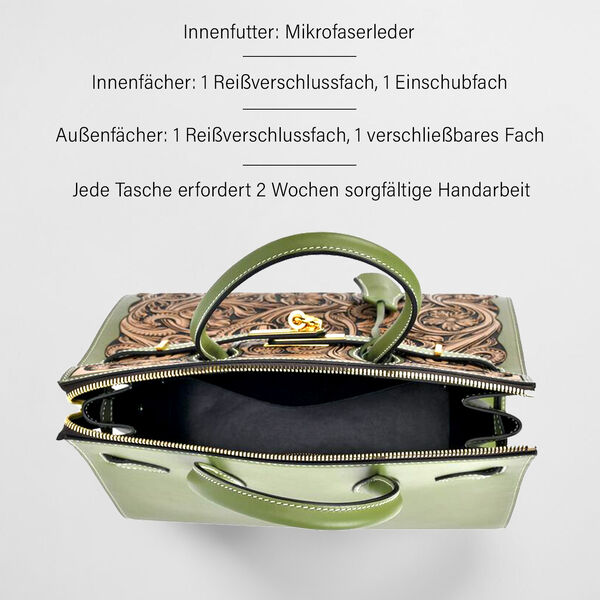 Grand Pelle  - Designer-inspirierte Echtleder Handtasche, hellgr&uuml;n image number 4