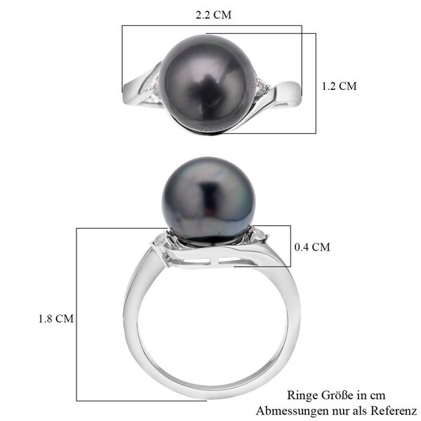 Tahiti-Zuchtperlen und weißer Zirkon-Ring image number 7