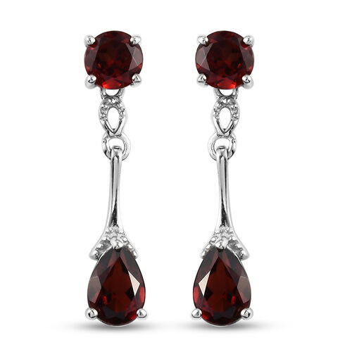 Roter Granat Tropfen Ohrhänger 925 Silber platiniert ca. 2,99 ct  image number 0