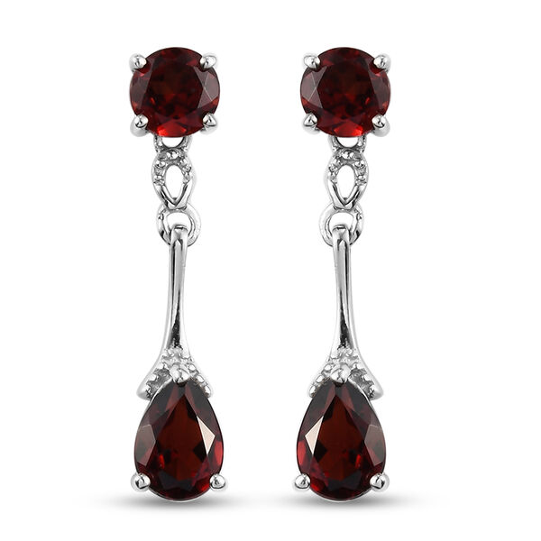 Roter Granat Tropfen Ohrhänger 925 Silber platiniert ca. 2,99 ct  image number 0