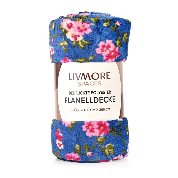 LIVMORE Flanell Decke, 150 x 220 cm, Pink Blau image number 6