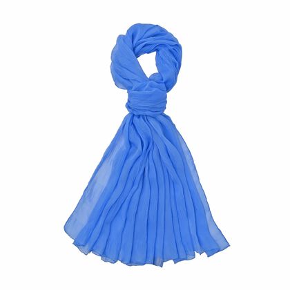 LA MAREY - 100% Maulbeeren-Seidenschal, Chiffon, 110x180 cm, Blau