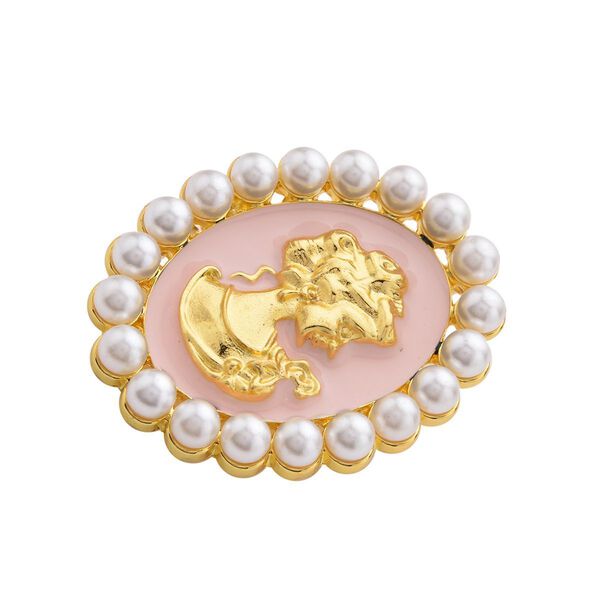 Kamee-Schmuck, Kunststoff Perlen Kette mit Anhänger, goldfarben image number 7