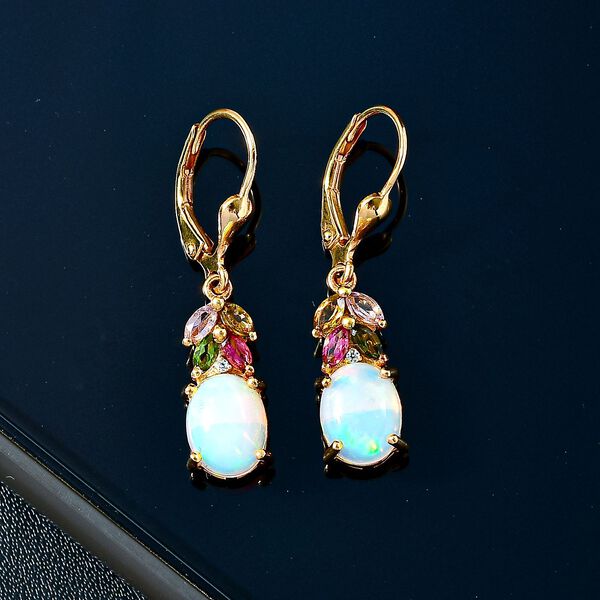 AA natürliche, äthiopische Welo Opal, Zirkon und Multi-Turmalin-Ohrringe - 3,12 ct. image number 3