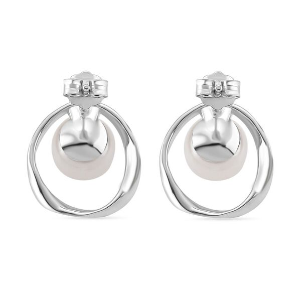 Weiße Süßwasser Perle Ohrringe, 925 Silber rhodiniert image number 3