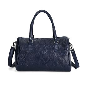 Stylische Echtleder Crossbody-Tasche mit glänzender Optik, Blau