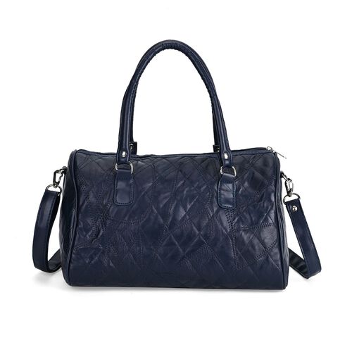 Stylische Echtleder Crossbody-Tasche mit glänzender Optik, Blau image number 0