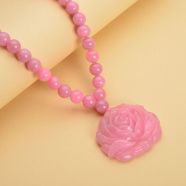 Rosa Jade-Halskette, ca. 45 cm, 925 Silber rhodiniert ca. 605.00 ct image number 2