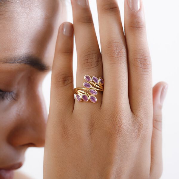 Ilakaka Rosa Saphir (Fissure gefüllt) Ring, 925 Silber vergoldet (Größe 19.00) ca. 3.11 ct image number 3