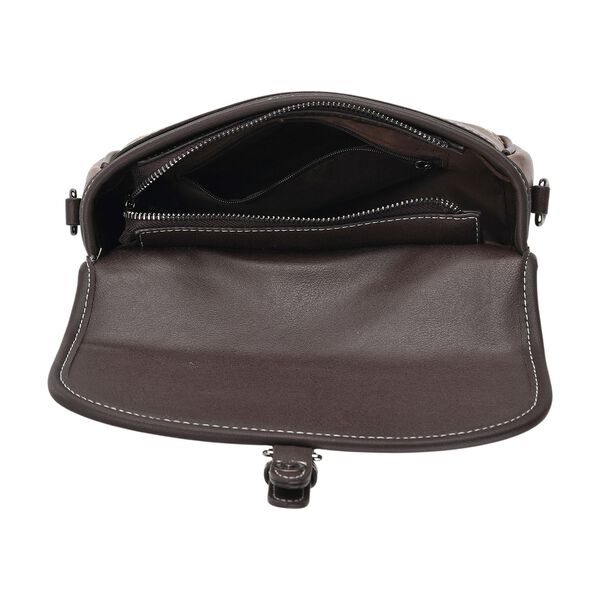 Bestickte Crossbody Tasche, Blumen Design, 22x8x16cm, Braun image number 6