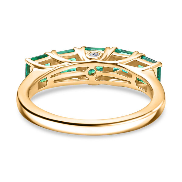 LUXURIANT AAA Labor kolumbianischer Smaragd und Labor Diamant Ring, 925er Silber 750 Gelbgold Vermeil - 1,60 ct. image number 6