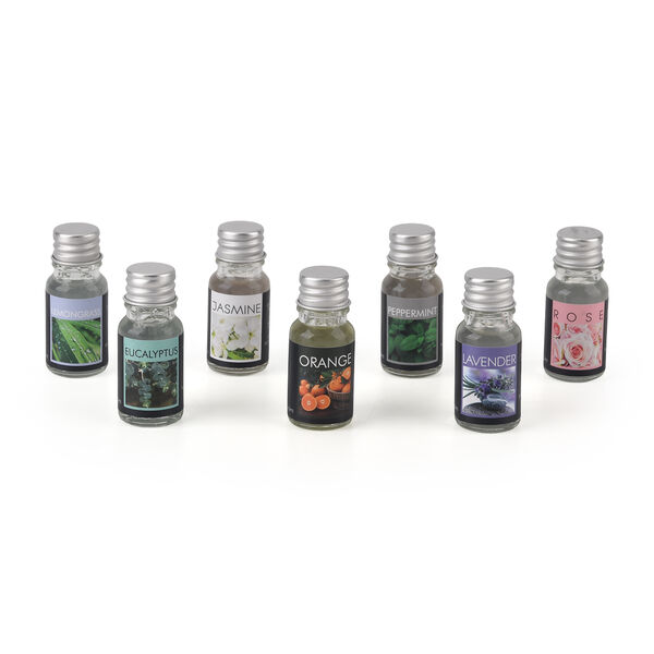 "Humidifier with 7 Essential Oil   Product Size: 100*100*117mm Color Box Size:105*135*155mm  Net weight:120g+245g=360g Water Capacity: 200ml Power: 3-5W, DC 5V/1A Colorful light Changing 3 hours Automatic Power Off" image number 8