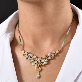 D'Joy AA Nat&uuml;rliche, &auml;thiopische Welo Opal und Multi-Turmalin Halskette, 45cm - 22,27 ct.