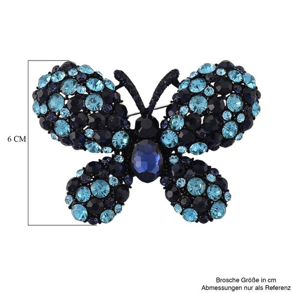 Mehrfarbiger Kristall Schmetterling Brosche, Schwarz image number 5