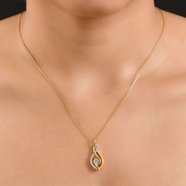 AA Blauer Zirkon, Weißer Zirkon Anhänger 925 Silber 750 Gelbgold Vermeil ca. 0.45 ct image number 2