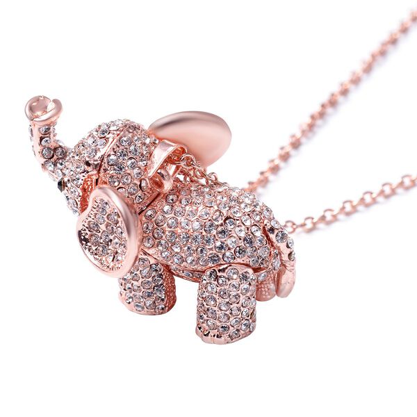 Weißer Kristall-Elefant-Anhänger mit Kette, 60 cm image number 5