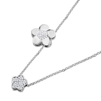 Wei&szlig;e Kristall-Halskette in Silberton, 50 cm - 0,50 ct.